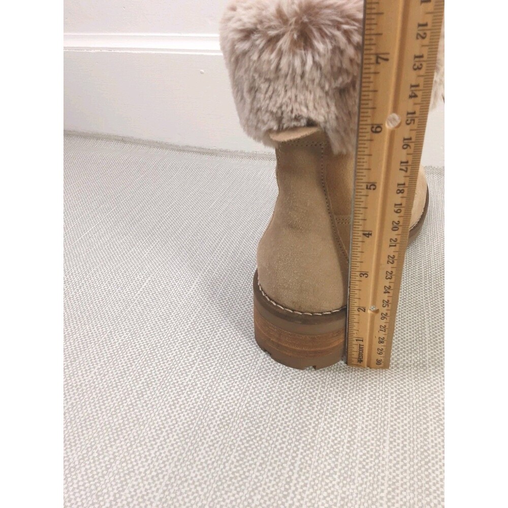 Antonio De Faria Lexi Size 9 Tan Boots Leather Upper Suede Faux Fur Combat Moto - Picture 15 of 15